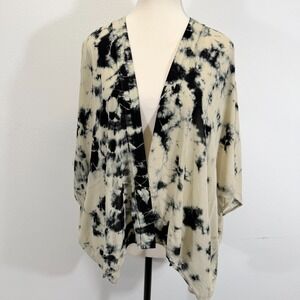 Aritzia Talula Oversized Tie-Dye Kimono Cardigan  Black White Shibori XXS/XS